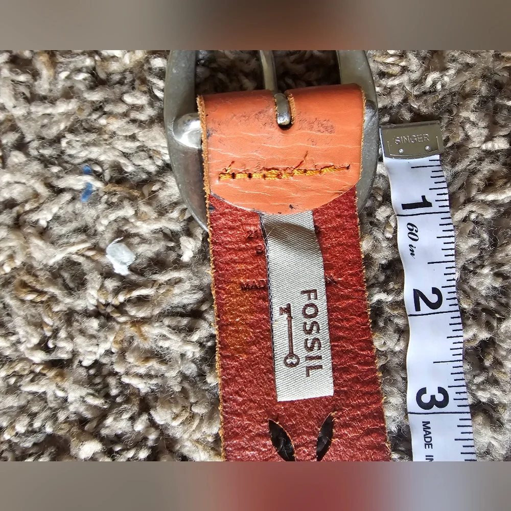 Fossil leather floral cognac brown‎ belt